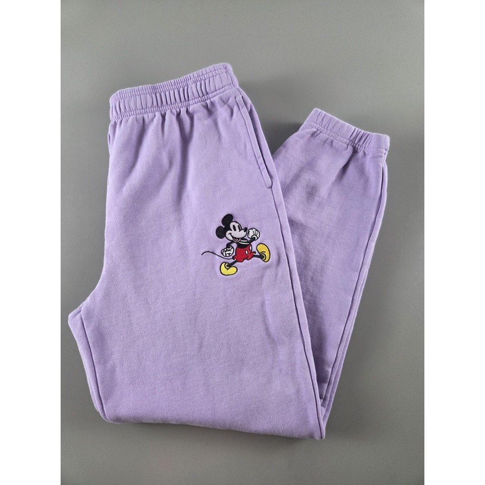 Disney‎ Mickey Mouse Purple Lilac 100% Cotton Jogger Sweatpants, Sz M
